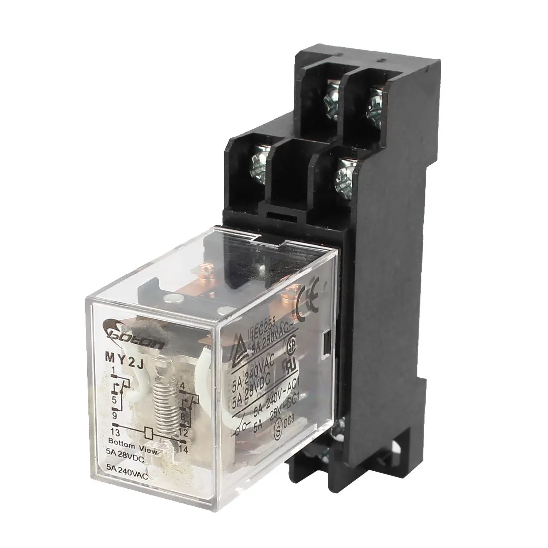 MY2J-DC12V Coil 8 Pin 35mm DIN Rail Electromagnetic Relay Power Relay