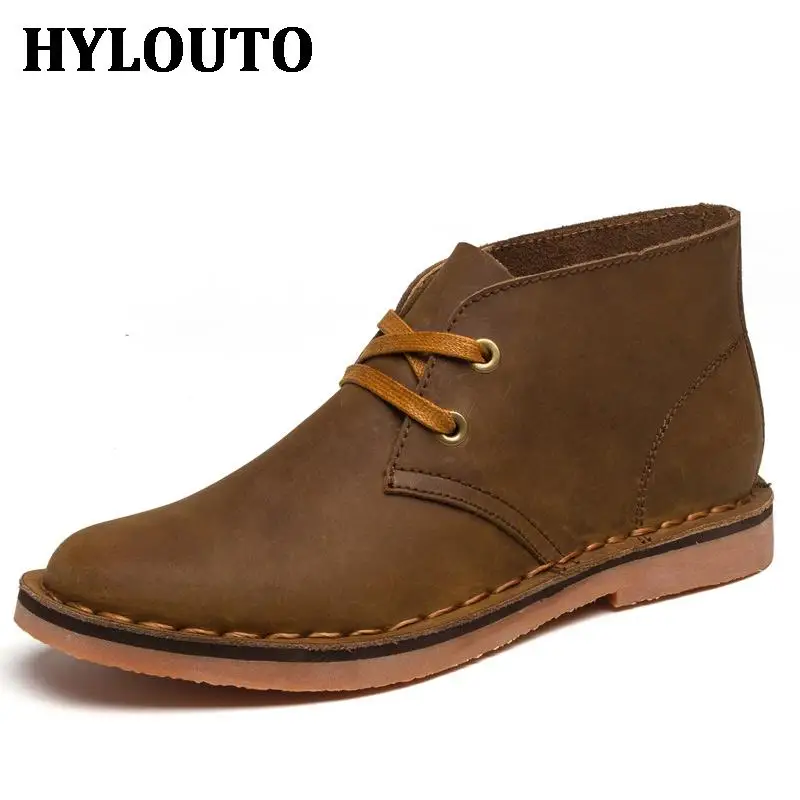 

Winter Solid Simple Men Casual Desert Boots European American Style High Quality Genuine Leather Male Walking Ankle Shoes 807