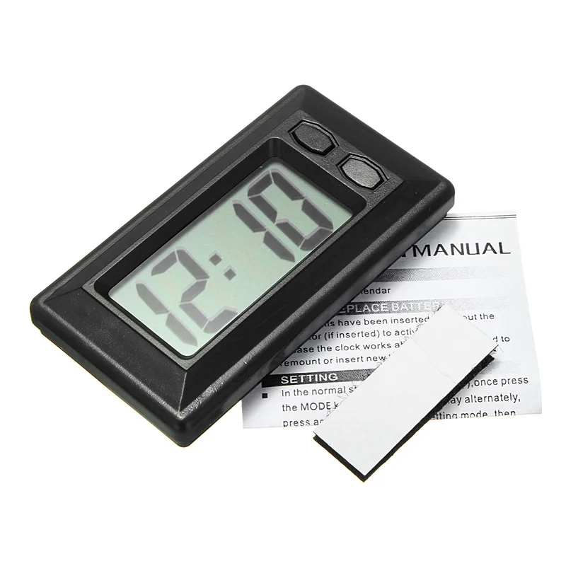 Car Clock Car Clock Electronic Watch Car Dashboard LCD Screen Large Digital Clock Time Self-Adhesive Bracket Auto Products