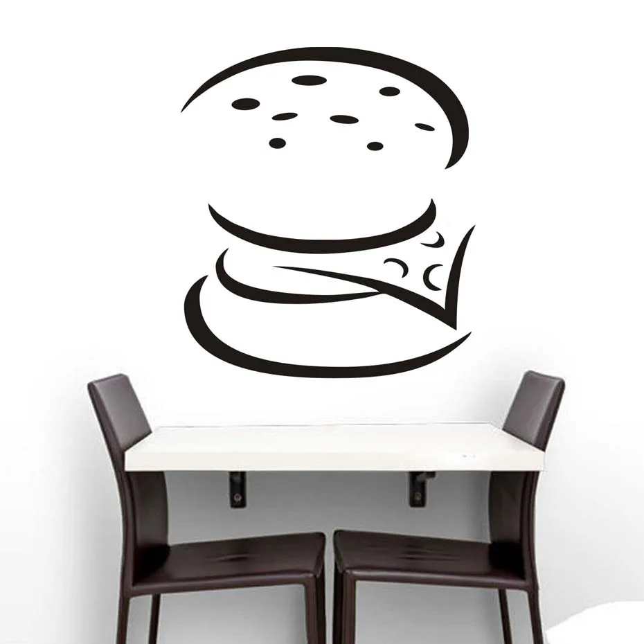 Diy Simple Stencil Hollow Out Burger Kitchen Wall Stickers Home Decor Vinyl Art Mural Decal Restaurant Self Adhesive Removable