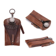Чехол для ключей из натуральной кожи кошелек мужское кольцо Чехол Держатель Рюкзак с множеством отделений Сумочка с кармашками кошелек для ключей кошелек обертывание для мужчин
