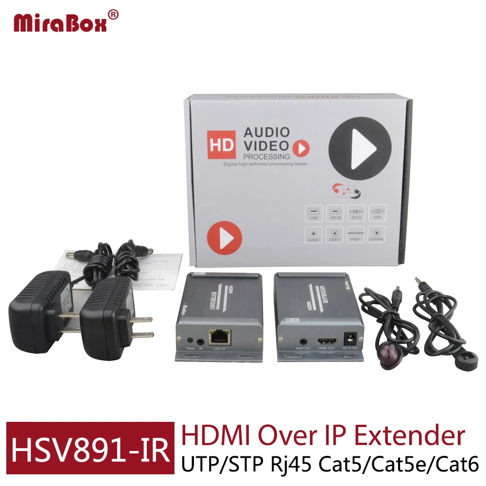 

Plug and play HSV891IR HDMI IR Ethernet Extender 120/150m by UTP/STP CAT5/6 Rj45 Cable Support 1080P 1080i Cascade HDMI Extender