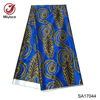 

High quality digital printed wax pattern Satin fabric 5 yards per lot fashionable african satin fabirc for party SA17044