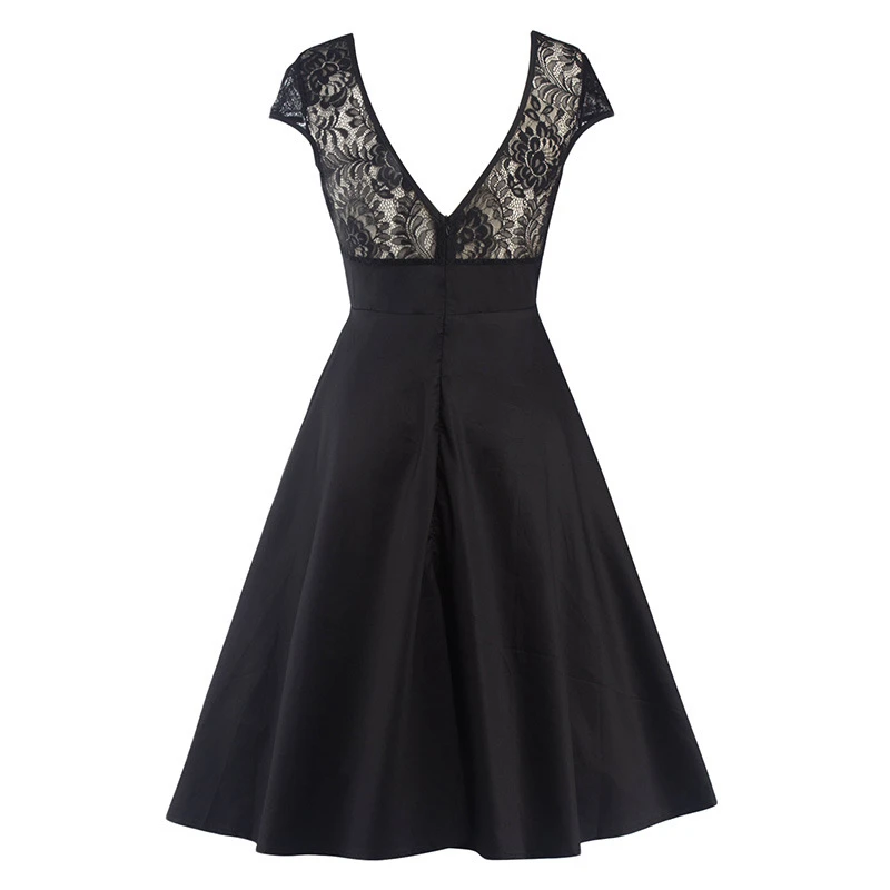 Kostlish Sexy Lace Hollow Summer Dress Women 2017 Sleeveless Slim 50s 60s Vintage Dress Elegant Backless Evening Party Dresses (11)