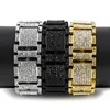 Exaggerated Punk Shiny Full Rhinestone I Bangle Hip Hop Bling CZ Wristbands Chains Link Men Women Gift jewelry 2