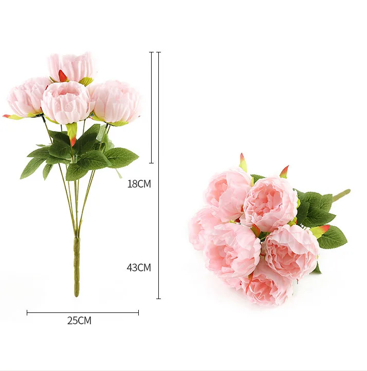 pink artificial flower silk peonies bouquet fake peony rose wedding bouquet home decor