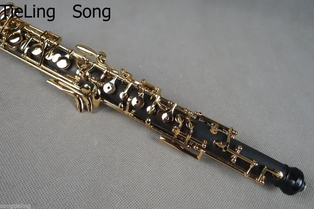 Oboe semiautomático chapado en oro, llave C con llaves de tercera octa