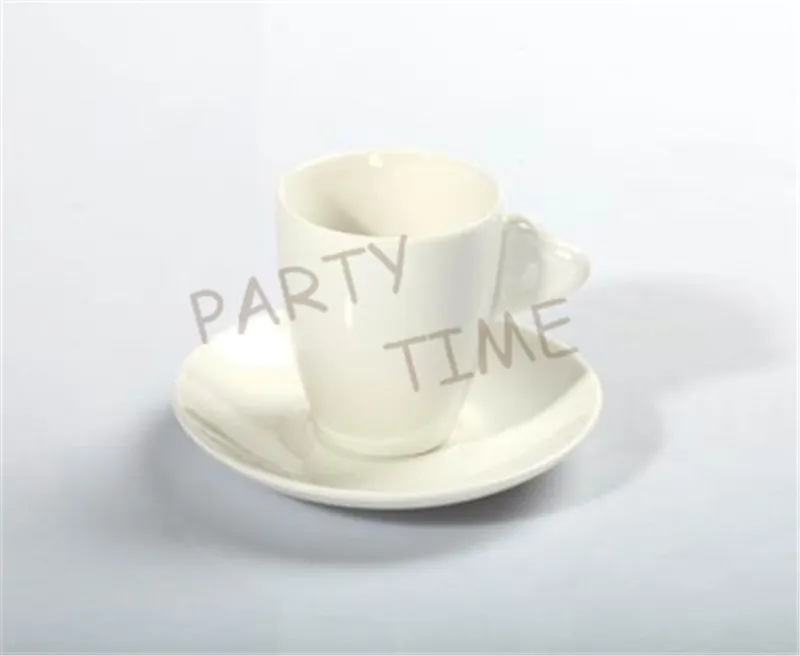 

Ceramic white cup and saucer set, heart shape cup handle