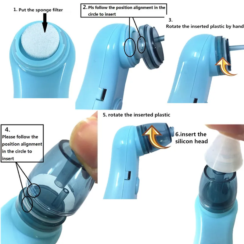 Носовой аспиратор Электрический Безопасный гигиенический очиститель для носа с 2 размерами кончиков носа и оральными соплями для мальчиков и девочек