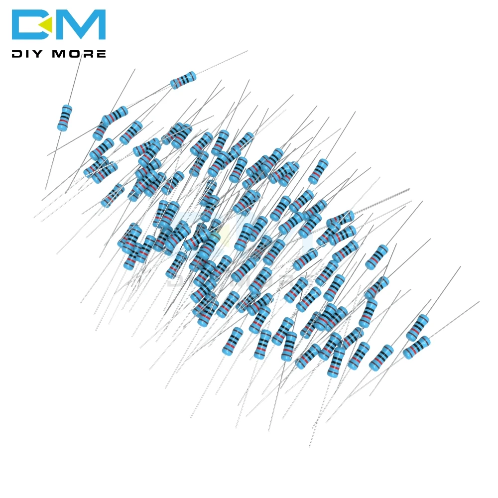100 шт. металлический пленочный резистор 1%+ 1%-1% 1W 1R-1M Ом 1K 2,2 K 4,7 K 5,1 K 6,8 K 10K 15K 22K 47K сопротивление электронный резистор Diy