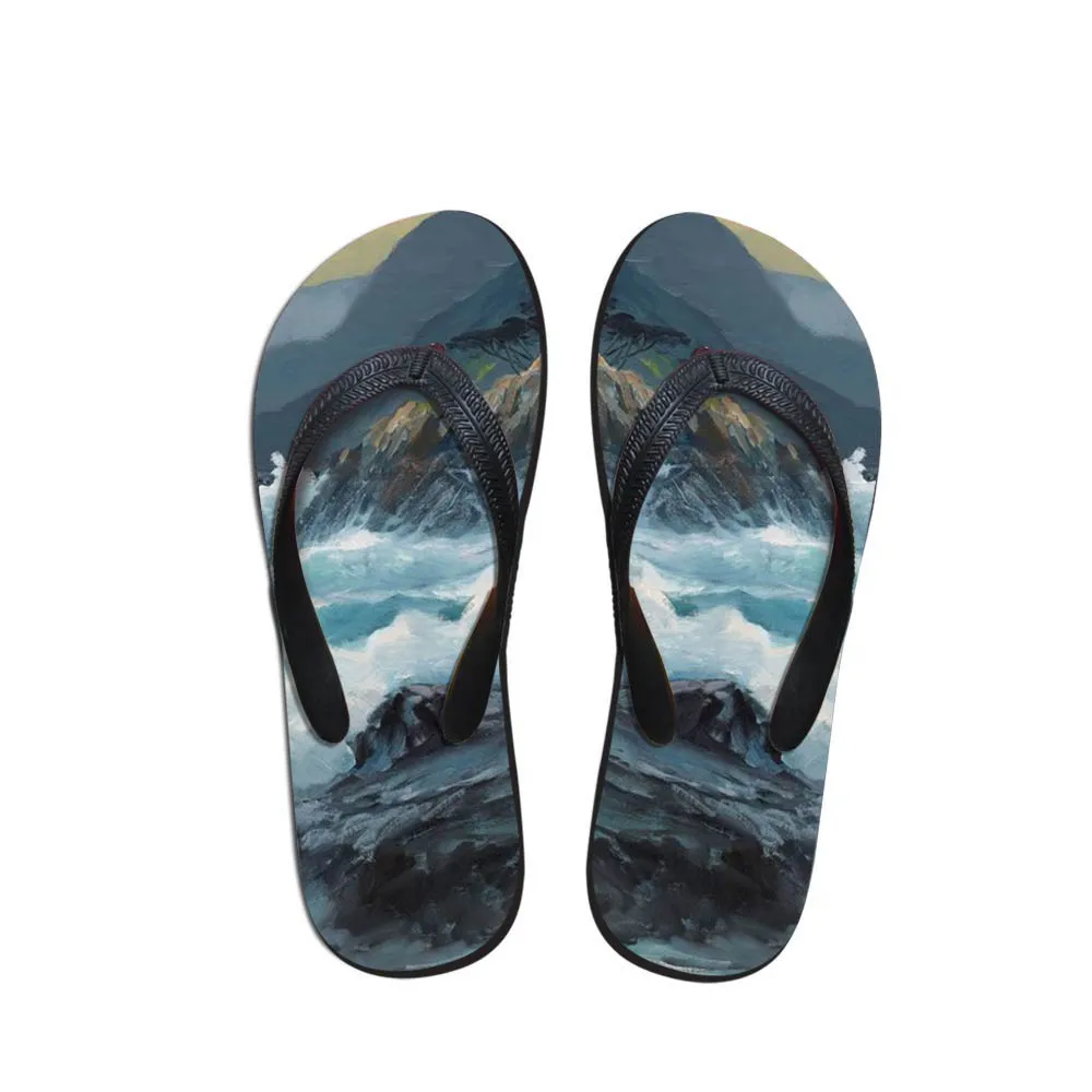 

Design Men's Flip Flops Beach Marine Painting Shoes Outside Sandals Flops Sandals Man Summer Simple Design Flop