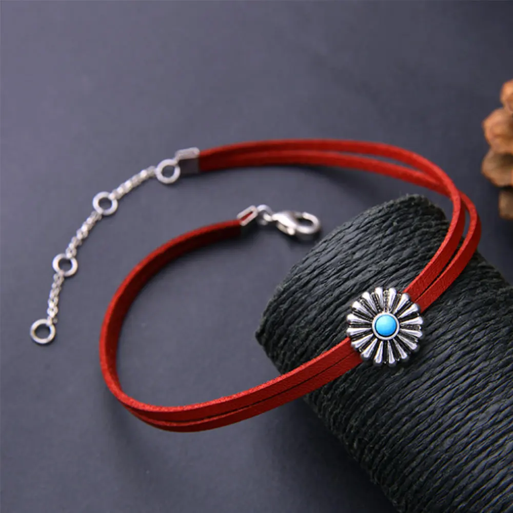 2017 Flowers Red Imitation Leather Vintage Choker New Popular Necklaces for Women Fashion Jewelry | Украшения и аксессуары