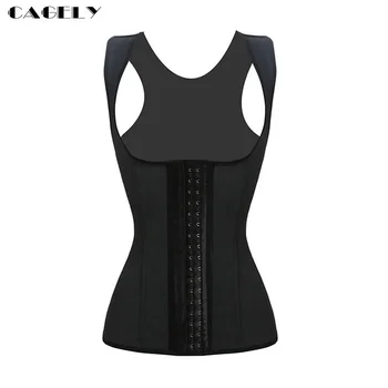 

Black Latex Corset Waistcoat Workout Slimming Suit Hook&Eyes Body Shaper Steel Boned Latex Basque Vest Sexy Sporting Shapewear