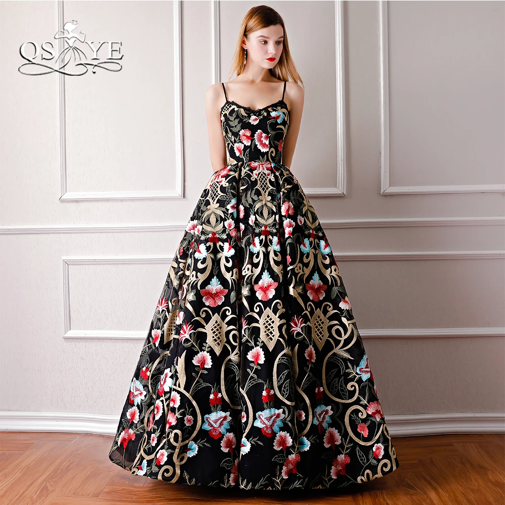 QSYYE 2018 New Vintage Saudi Arabia Formal Evening Dresses Spaghetti Straps Sweetheart Floor