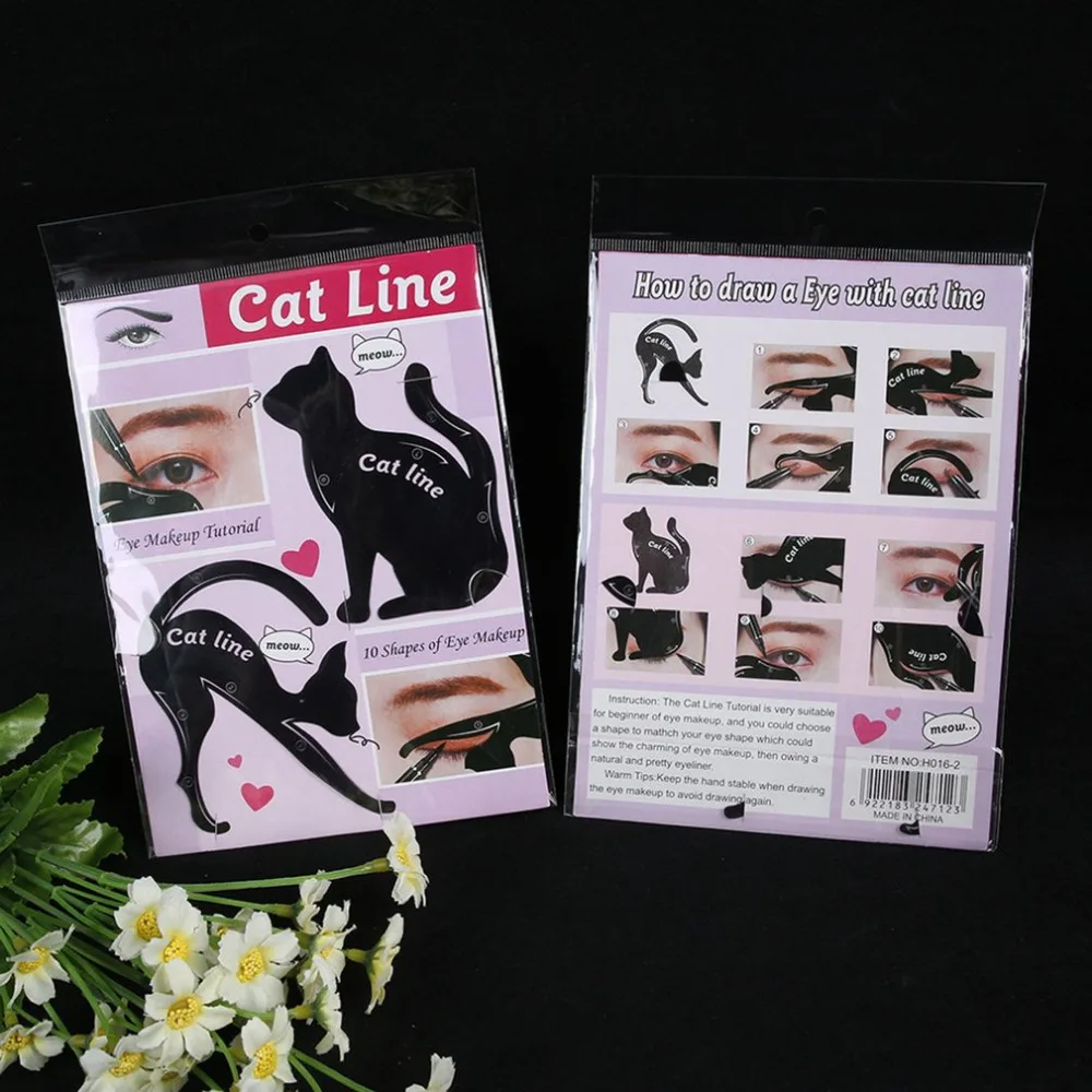 2 pcs/set Fashionable Women Cat Line Eye Makeup Eyeliner Unique Stencils Templates Makeup Tools Kits For Eyes Eyeliner Tools