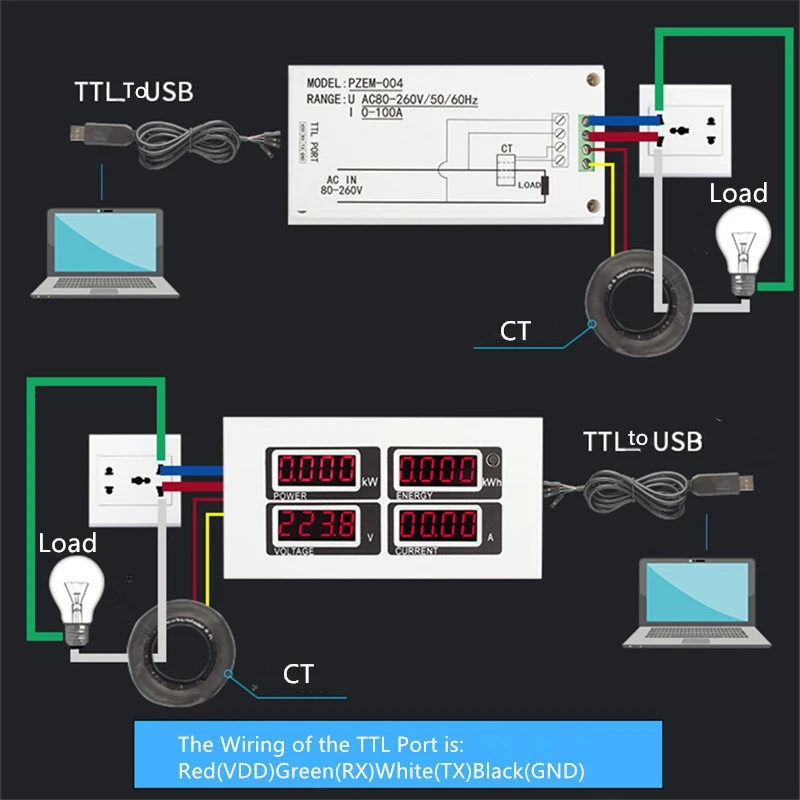 Топ Однофазный Ac Led ватт счетчик энергии 220V100A Вольт Ампер ватт кВтч монитор мощности Pzem-004 с катушкой Ct