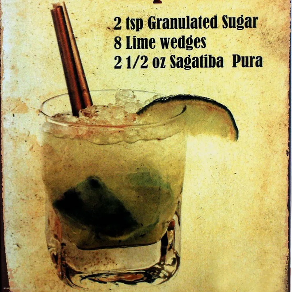 Металлическая Оловянная вывеска Caipirinha бразильский коктейль ретро пластина
