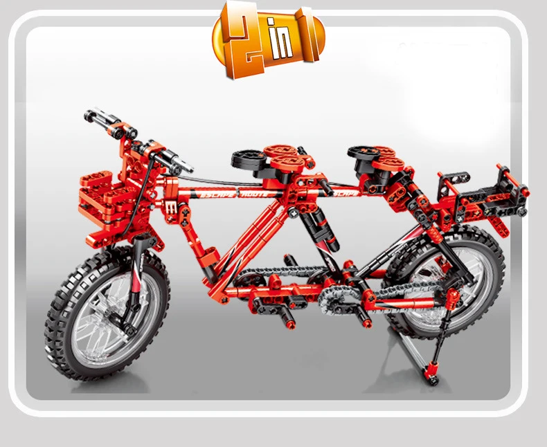 309pcs Technique Mountain Bike 2 in1 Tandem Bicycle Moc Building Blocks Compatible Legoing City Technic DIY Bricks Toy For Child (6)