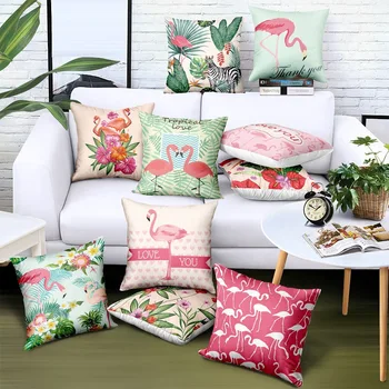 

Cartoon Flamingos Printed Cushion Covers 45x45cm Chair Sofa Car Waist Pillow Covers Fashion Home Office Decor Pillowcase BZ105