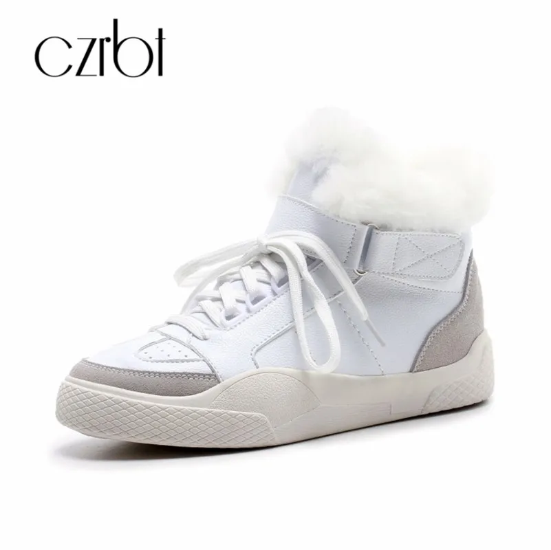 

CZRBT new winter women's shoes high-end customized handmade leather wool warm snow boots fashion casual lace-up ankle boots
