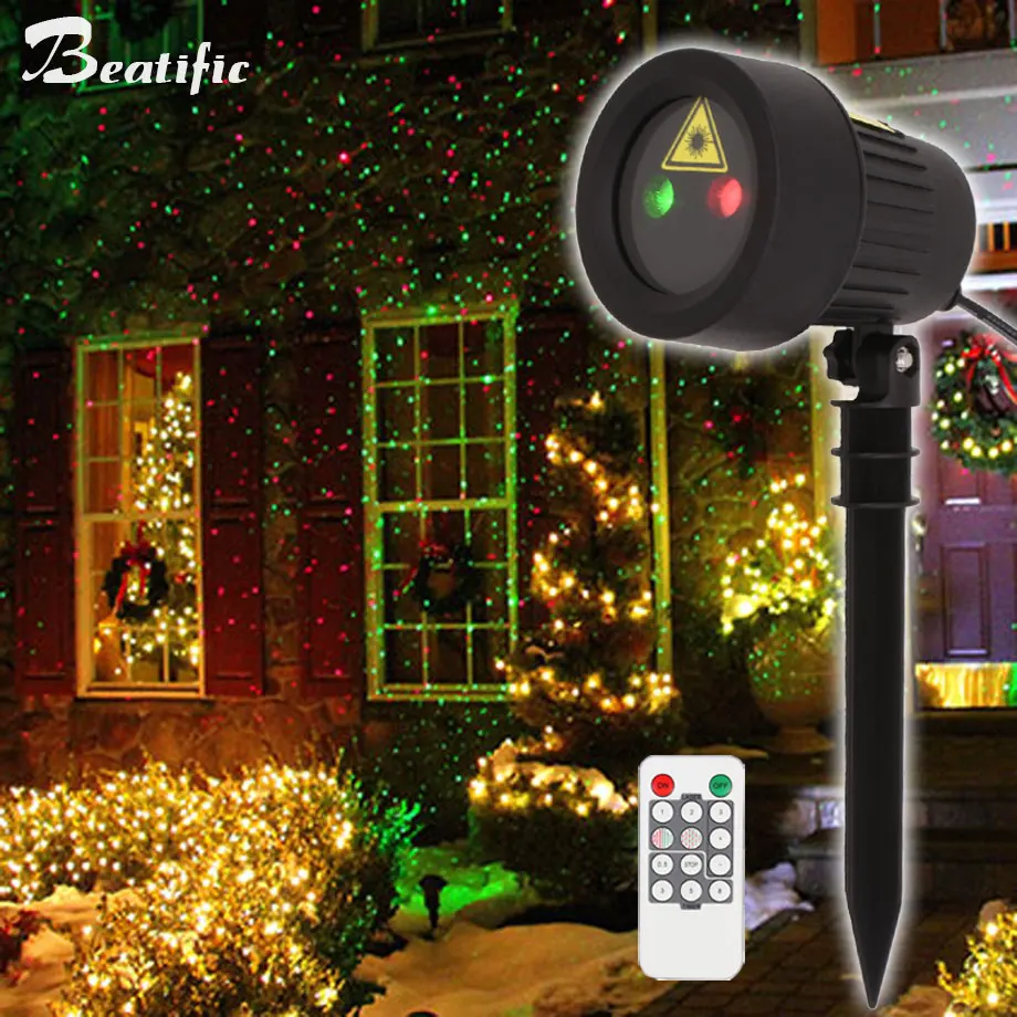 

Christmas Star Lights Projector Laser Shower Outdoor Red Green Static Twinkle Garden Lighting IP44 Waterproof
