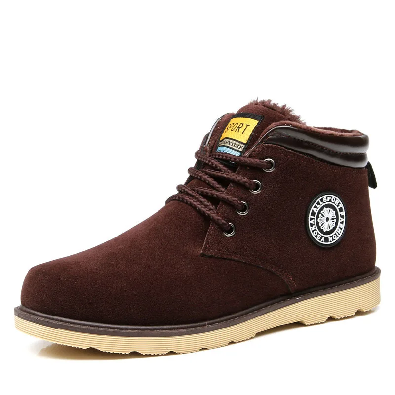 Casual Men Suede Leather Winter Snow Ankle Boots Lace Up Round Toe Chukka Shoes