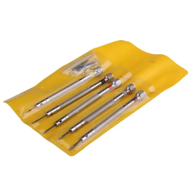 Silver Clock Watch Tools Parts Mini 5 PCS Tone Screwdriver Set for Watch Repair Tool Kit Band Link Pin Remover Screwdrivers