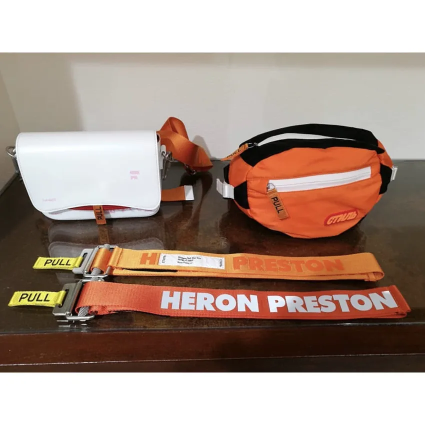 

HERON PRESTON ORANGE BLACK FANNY PACK Zipped Pouch "STYLE" CTnnb Patch HERON PRESTON Waist Pack Unisex Bag Adjustable belt