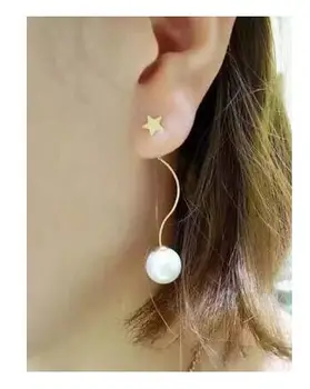 

free shipping >>>>noble jewelry AAAcharming pair of 10-11mm south sea round white pearl earring 14k