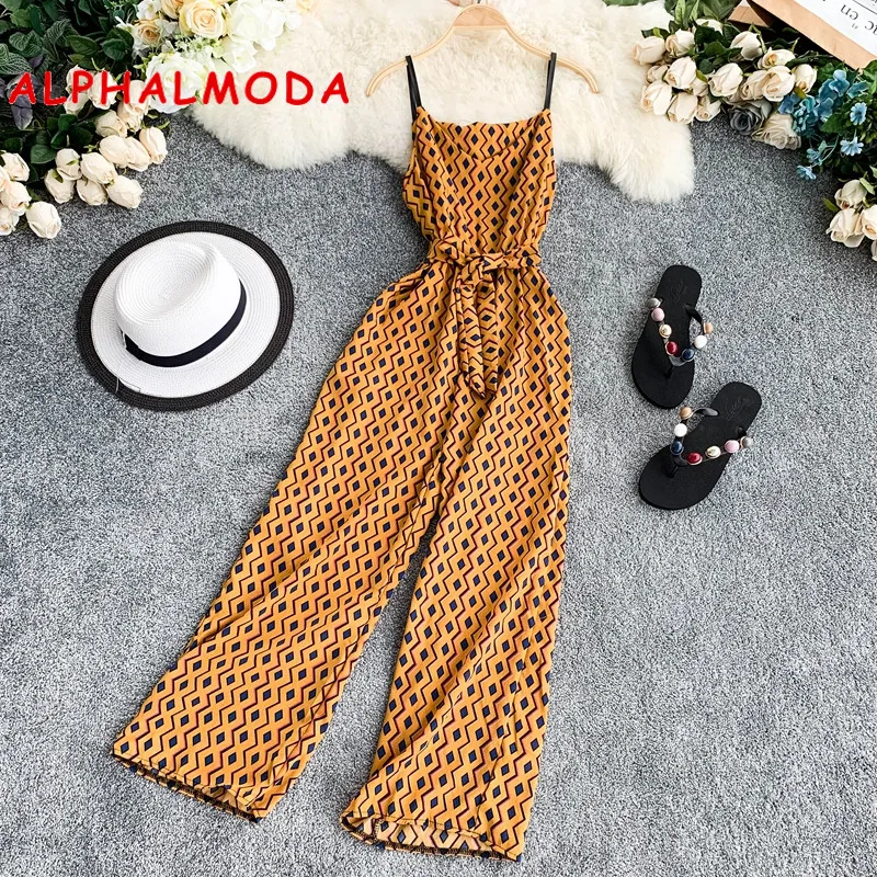 Женский комбинезон с v образным вырезом ALPHALMODA шифоновый без рукавов