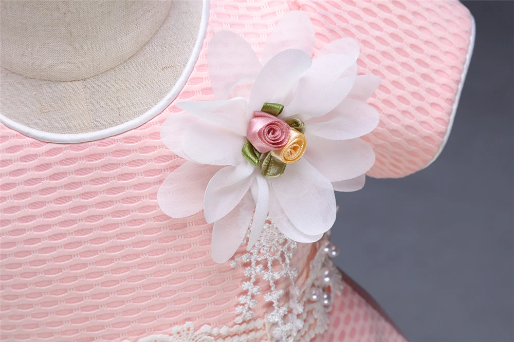 High Quality Flower Daby Dress For Girls Pink Cute Pearl Infant 1 Year Birthday Patry Princess Ball Gown Baby Christening Dress (6)
