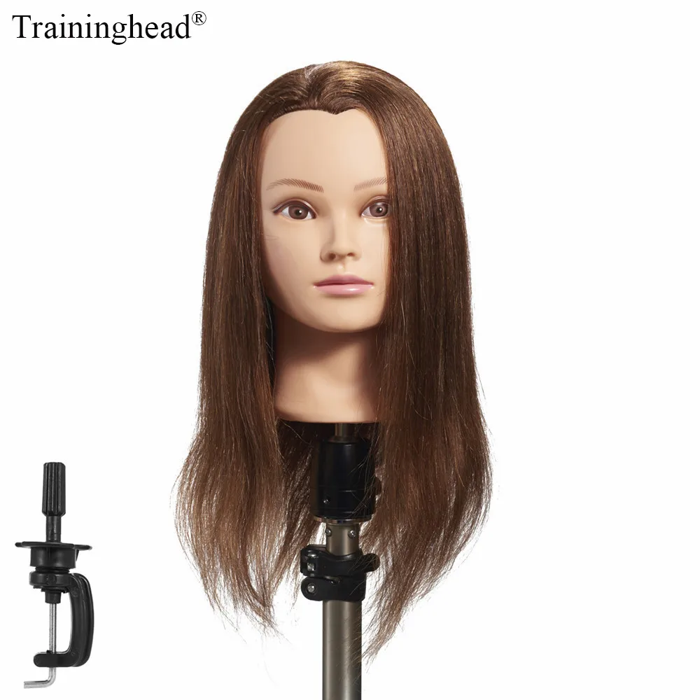 

Traininghead 20"-22"Mannequin Head 100% Human Hair Hairdresser Training Head Manikin Cosmetology Doll Head(Clamp Stand Included)