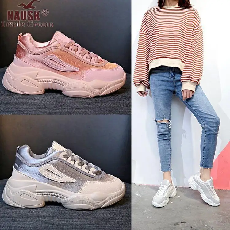 

Sneakers Women Net Shoes Women Non-slip Sneakers Breathable Vulcanize Thick Bottom Running Shoes Women Thick Bottom Sneakers 3.5