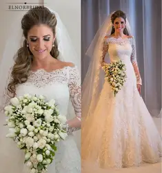 Винтаж арабское, с длинными рукавами Свадебные платья 2019 Vestidos De Novia трапециевидной формы кружево индивидуальный заказ trouwjurk
