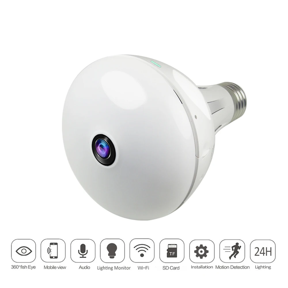 3MP Беспроводная панорамная IP 3D VR камера Wi Fi лампа рыбий глаз 180/360 градусов CCTV