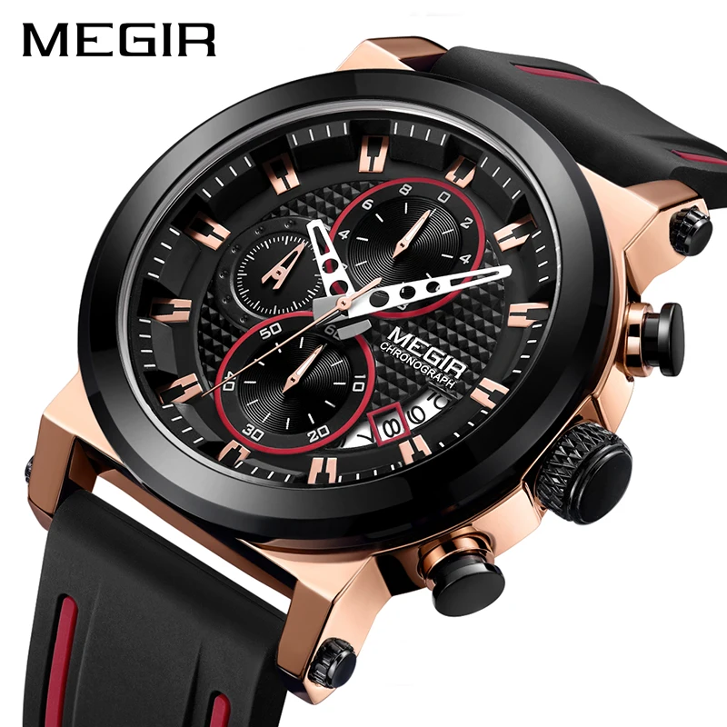 

MEGIR Luxury Brand Quartz for Big Dial Sport Men Watches Chronograph Wrist Watch Man Kol Saat Jam Tangan Pria Dropship