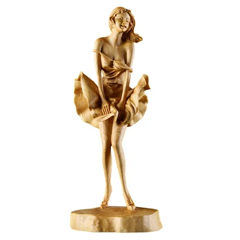 Chinese Boxwood Wooden Sculpture – Like Marilyn Monroe