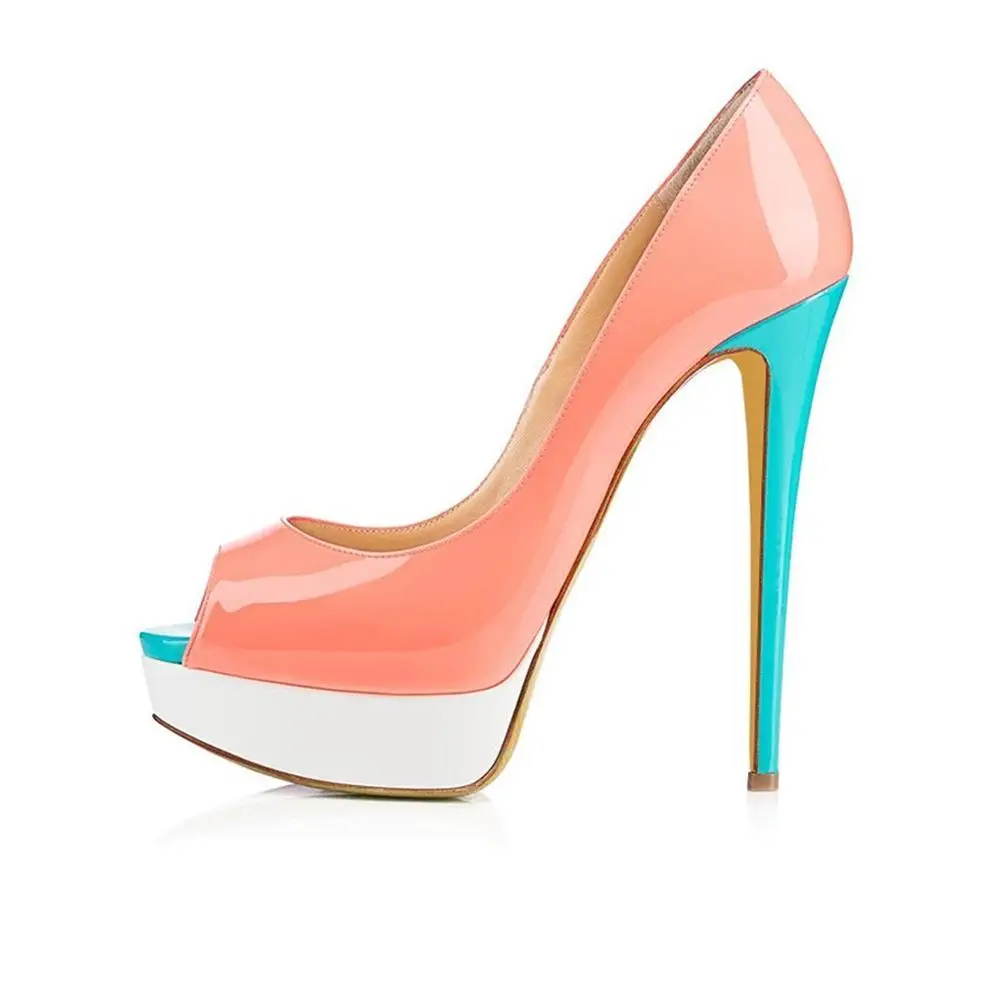 Женские туфли-лодочки; коллекция года; туфли телесного цвета на платформе с очень высоким каблуком и открытым носком; пикантные женские белые свадебные туфли на платформе; вечерние туфли на каблуке - Цвет: Pink