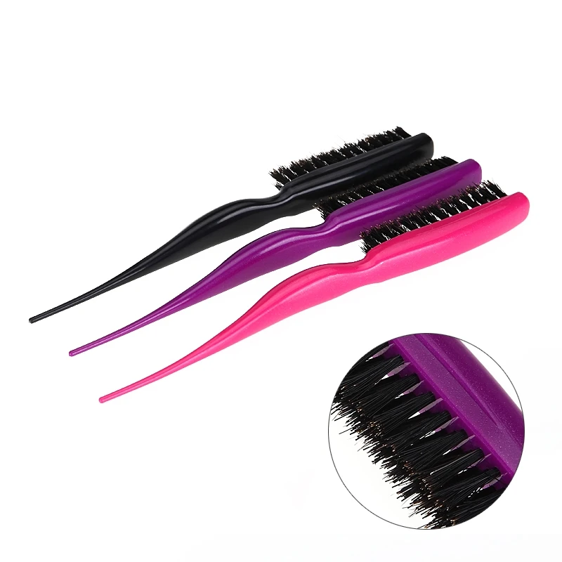 

Mayitr 3 Colors Plastic Handle Hair Teasing Brush Portable Bristle Hair Salon Barber Brushes Comb For Hairdressing Styling Tool