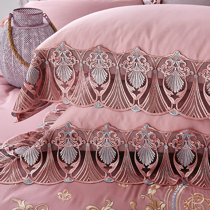 Waliicorners Gray 100%Cotton Lace Duvet Cover Bed sheet Set Embroidery Queen/King Size Bedclothes Luxury Bedding Sets Pillowcase ropa de cama 11 1.2310059