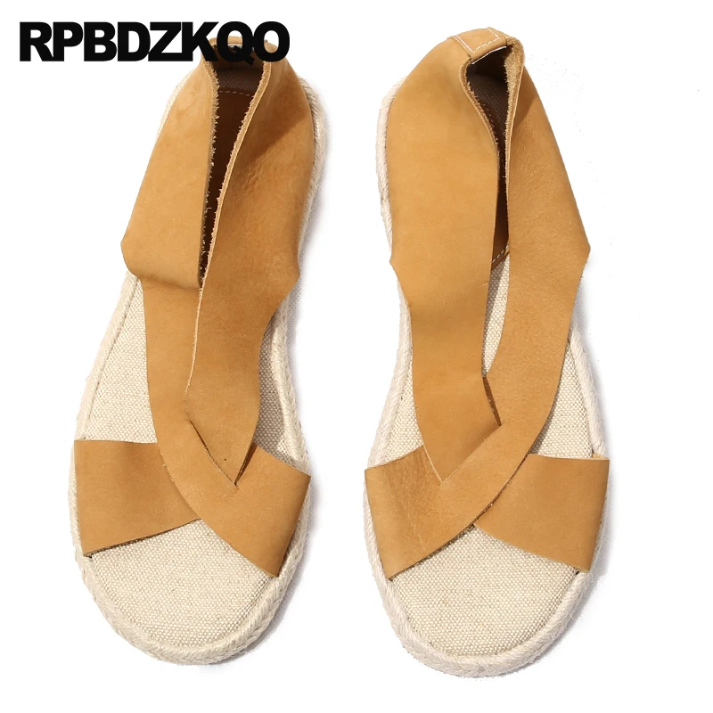 

Espadrilles Summer Designer Shoes Men High Quality Nice Rope Casual Fisherman Genuine Leather Sandals Luxury Yellow Japanese