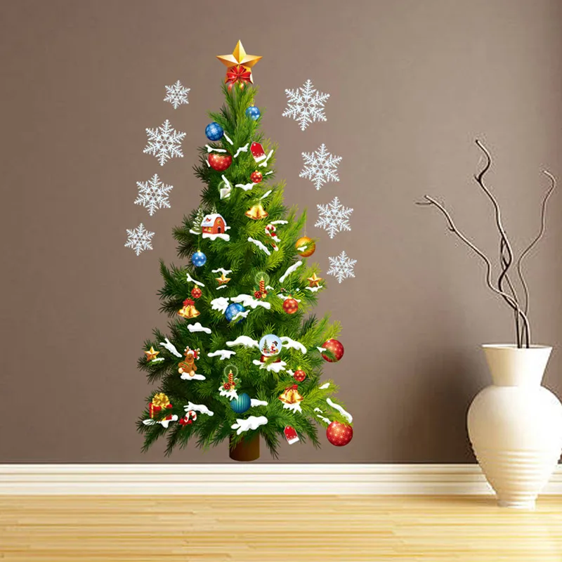 Рождественская елка, наклейки на стену, съемные, сделай сам, художественные наклейки, Рождественское украшение для дома, Adesivos De Natal, Новогоднее украшение