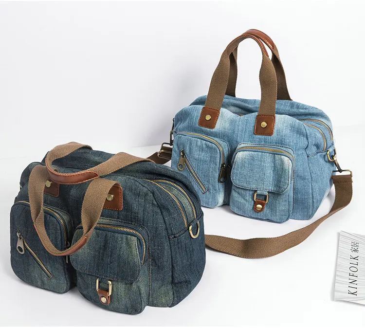 Rdywbu المرأة الدنيم حقيبة يد جديد جينز غير رسمي حقيبة كتف عالية الجودة السفر Crossbody حقيبة 2 طبقات حمل أكياس Mochila بولسا B549