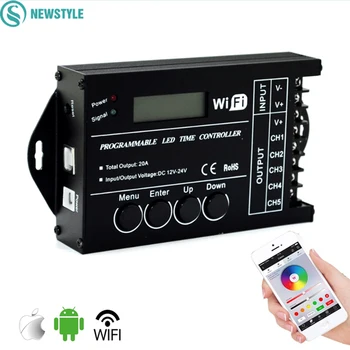 

TC421 TC420 Wifi Time Led Controller DC12-24V Programmable RGB Led Strip Light Controller Via Phone APP and PC Client 480W 20A