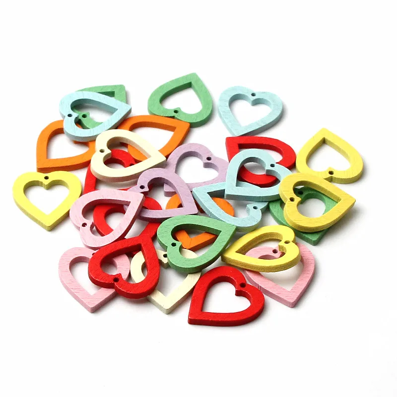 

9 Color Heart Shape DIY Natural Wood Chip For Jewelry Making Necklace Earrings Handmade Charm Pendants Woodwork
