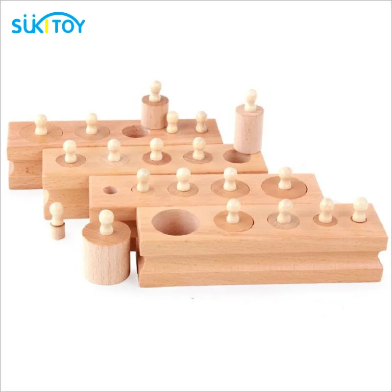 

Montessori Educational Wooden Toys Blocks Cylinder Socket For Children Speelgoed Nice Gift For Preschool Early Learning