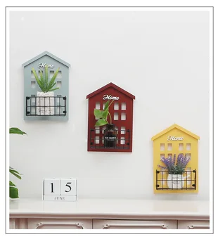 

1PC Home Decoration Wood Vintage Wooden Storage Racks Wall Hanging Decorative Storage Box Flower Pot House Storage Rack JL 270
