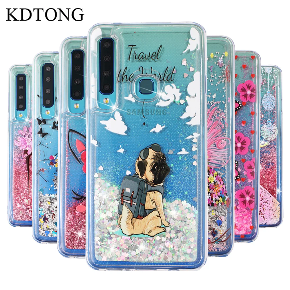 

Phone Case sFor Samsung Galaxy A9 2018 Case Glitter Liquid Transparent Soft Silicone Cover For Galaxy A9 A 9 2018 Case Cover