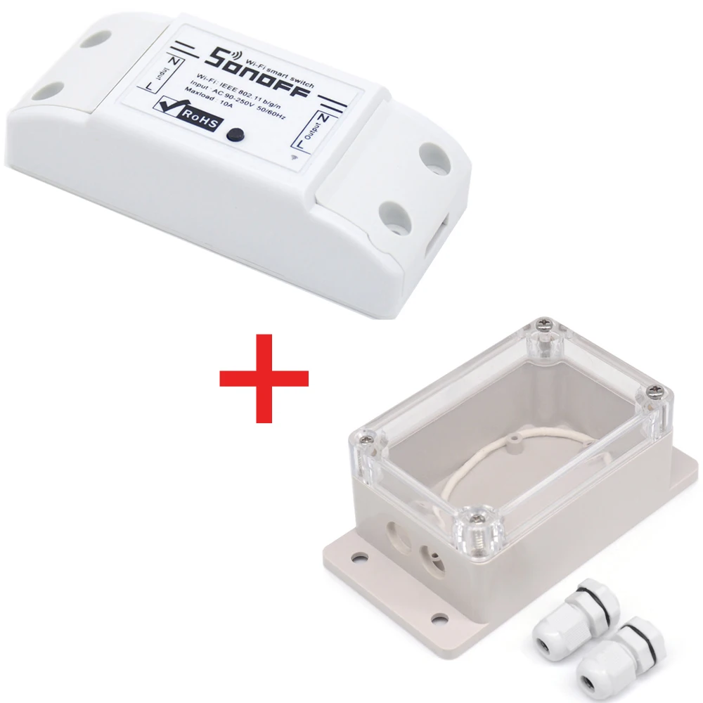 

Aihasd Sonoff Basic WiFi Wireless Smart Switch APP Controlled + IP66 Waterproof Case For Smart Home