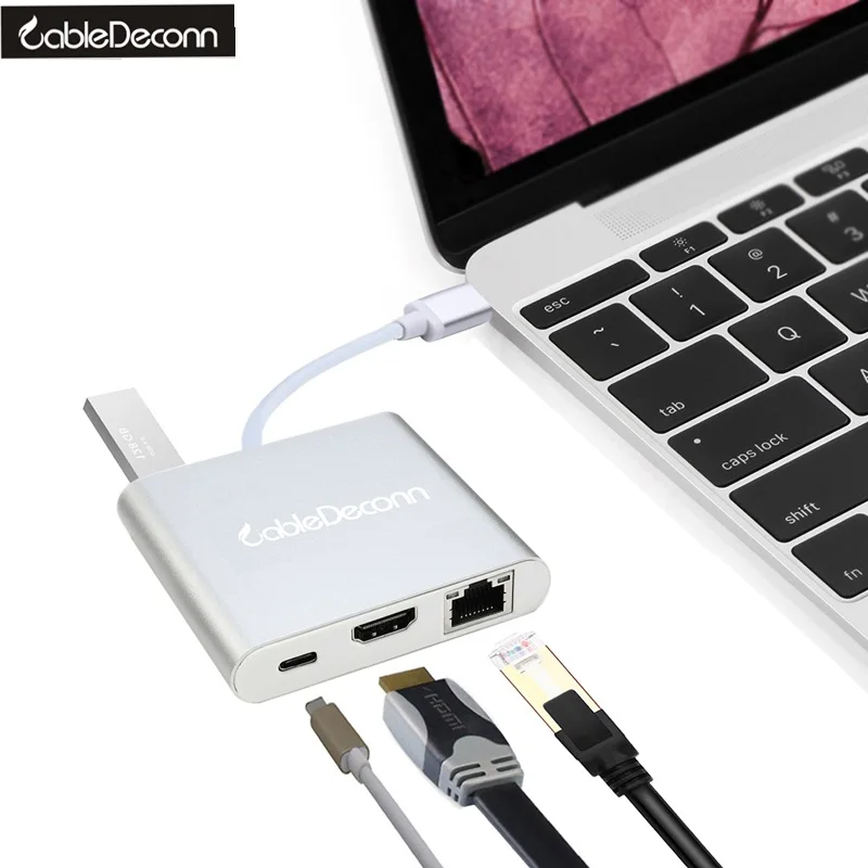 

Thunderbolt 3 USB-C to HDMI 4K VGA Ethnernet RJ45 USB3.0 Hub Female PD Charge Dock Adapter Laptop 2018 Hot Product for Macbook